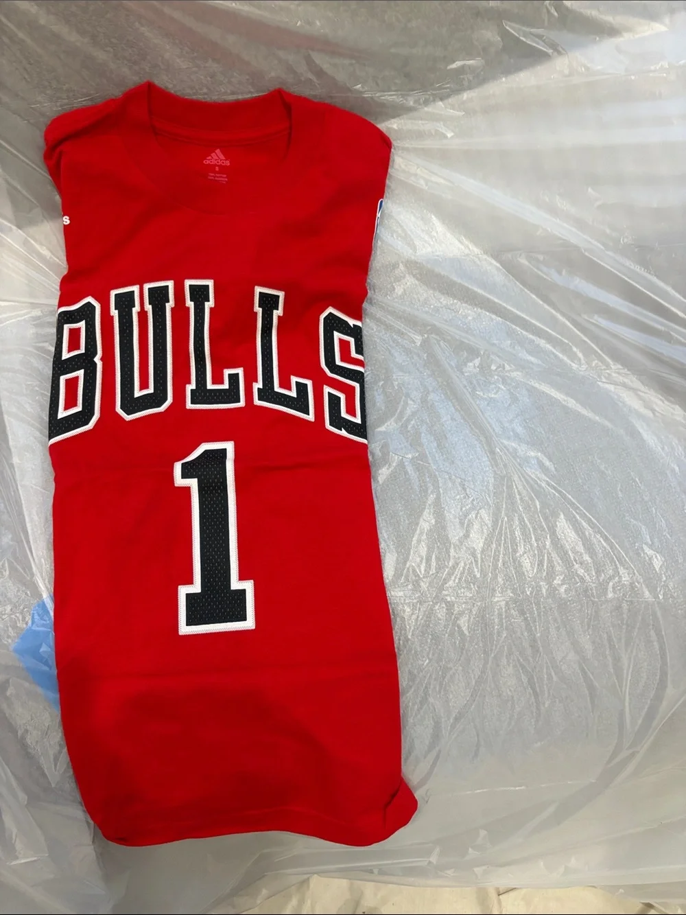 adidas Red Chicago BULLS Number 1 Tee